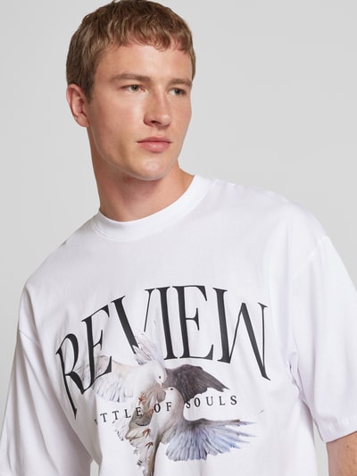 REVIEW T-Shirt mit Label-Print Weiss 3