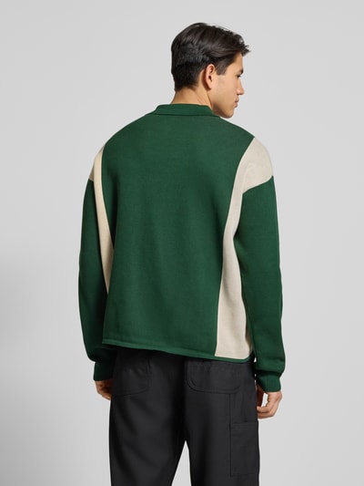 PROHIBITED Gebreide pullover met polokraag en labelpatch Donkergroen - 5