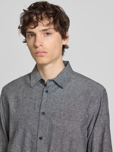 Blend koszula casualowa o kroju regular fit z kołnierzykiem typu kent model 'ABAN' Antracytowy 3
