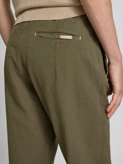 Colours & Sons Cropped Chino aus Leinen mit elastischem Bund Oliv 3