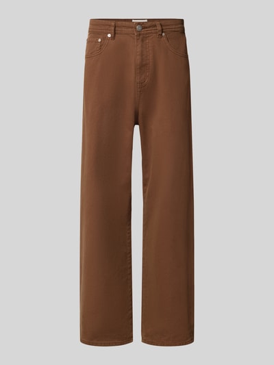 Produktfoto, Straight Fit Jeans aus reiner Baumwolle Modell 'ALEX ORIGINAL' von JACK & JONES in Braun, 5-Pocket-Design, glatte Struktur