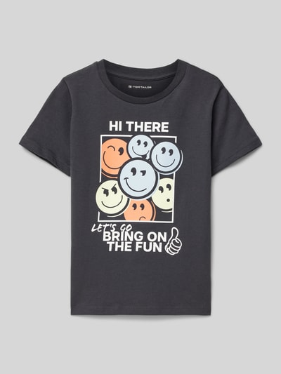 Tom Tailor Regular Fit T-Shirt aus reiner Baumwolle mit Motiv-Print Graphit 1