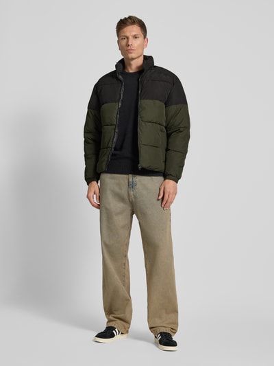Jack & Jones Gewatteerd jack met opstaande kraag, model 'MAZE' Olijfgroen - 1