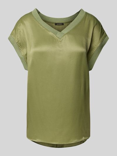 MORE & MORE Relaxed Fit Blusenshirt mit V-Ausschnitt Oliv 2