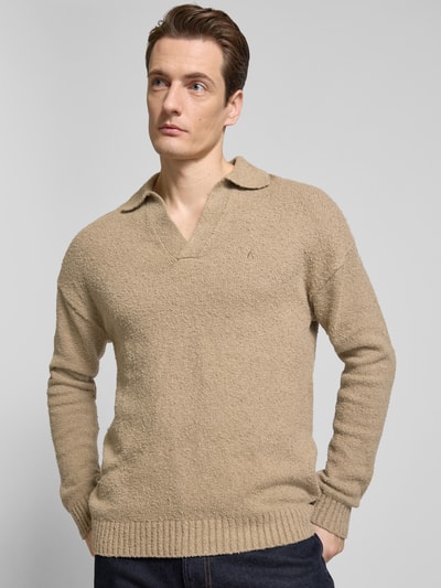 Drykorn Strickpullover mit gerippten Abschlüssen Modell 'RUSTINO' Mittelbraun 3