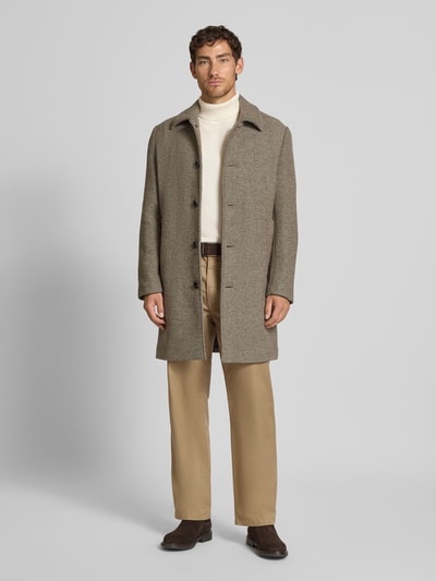 Christian Berg Men Slim fit pullover van een mix van katoen en wol  Offwhite gemêleerd - 1