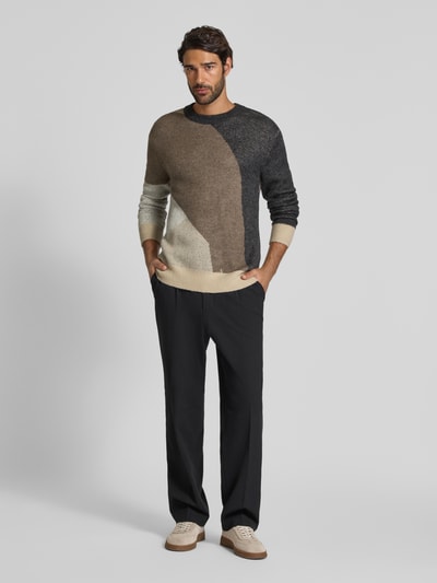 Casual Friday Gebreide pullover met wol en ronde hals Beige - 1