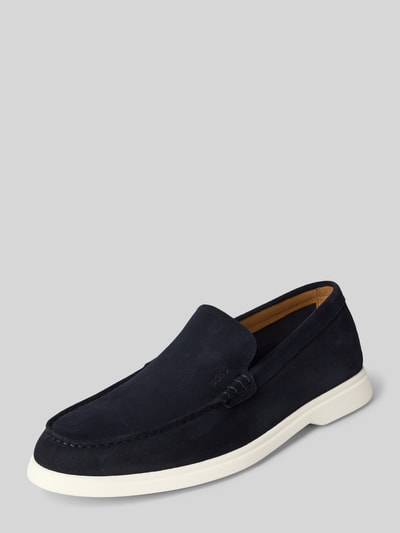 BOSS Lederloafer mit Label-Prägung Modell 'Sienne' Marine 1