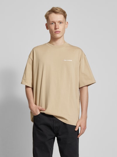 Pegador Oversized T-Shirt mit Label-Stitching Beige 4