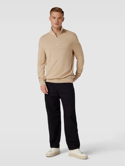 Marc O'Polo Strickpullover mit Troyer-Kragen Sand 1