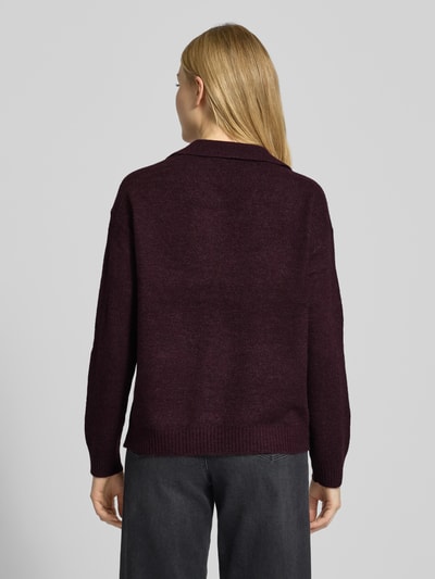 VERO MODA Regular Fit Strickpullover mit Hemdkragen Modell 'LEFILE' Bordeaux 5