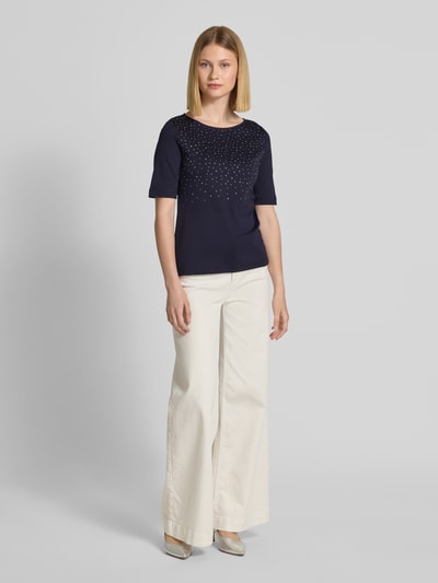 Christian Berg Woman T-shirt z obszyciem ozdobnymi kamieniami i okrągłym dekoltem Ciemnoniebieski 1