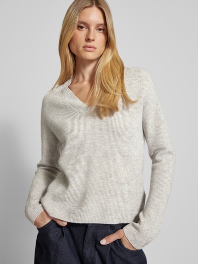 Tommy Hilfiger Strickpullover mit geripptem V-Ausschnitt Mittelgrau 3