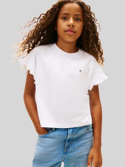 Tommy Hilfiger Teens Relaxed Fit T-Shirt aus Baumwoll-Mix mit Rüschen-Details Weiss 4
