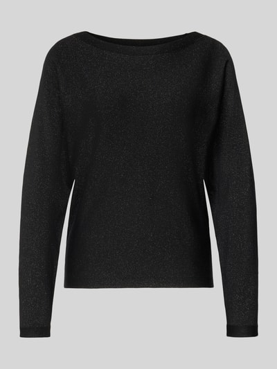 comma Gebreide pullover van viscosemix met boothals Zwart - 2