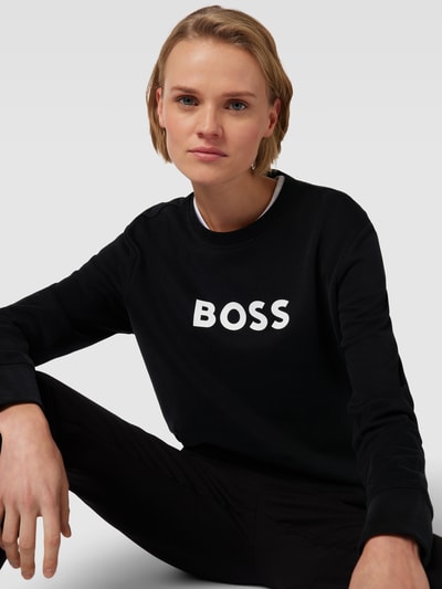 BOSS Orange Sweatshirt met labelprint, model 'Elaboss' Zwart - 3