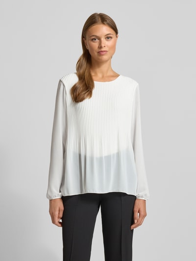 ZABAIONE Blouse met lange mouwen met plissévouwen en ronde hals Offwhite - 4