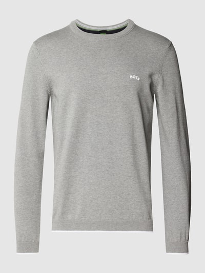 BOSS Green Gebreide pullover met labelprint, model 'Rallo' Lichtgrijs - 2