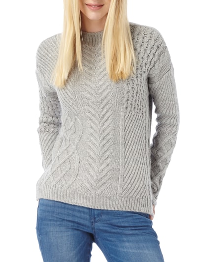 Jake*s Casual Pullover mit wechselndem Strickmuster Silber Melange 4