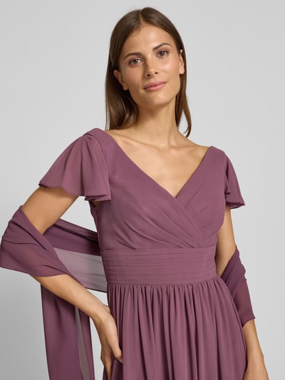 Mascara Avondjurk met V-hals Oudroze - 3