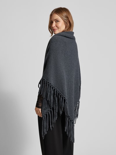 Weekend Max Mara Poncho van scheerwol met franjes, model 'TORNADO' Donkergrijs - 5