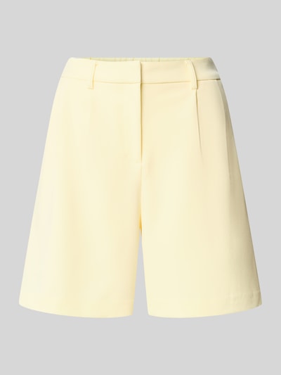Produktfoto, Wide Fit Shorts mit Viskose-Anteil Modell 'Likka' von YAS in Hellgelb, Elastischer-Material-Mix, Bundfalten, Haken- und Reißverschluss.