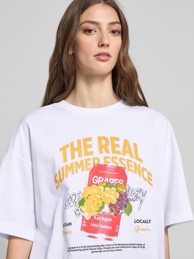 Pieces T-shirt o kroju relaxed fit z czystej bawełny model ‘CLAUDE’ Biały 3