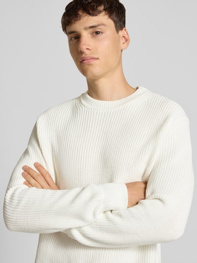 Replay Strickpullover mit gerippten Abschlüssen Offwhite 3