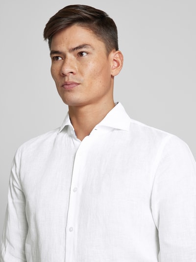 JOOP! Collection Slim Fit Business-Hemd aus Leinen mit Haifischkragen Modell 'Pai' Weiss 3