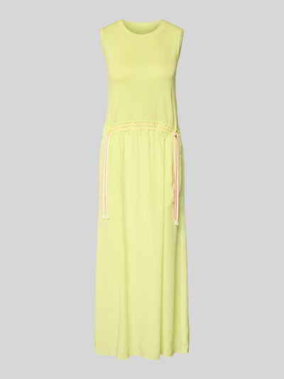 Produktfoto, Maxikleid mit Kordelzug an der Taille von Marc Cain in Gelb, Baumwoll-Mix mit Stretch-Anteil, Taillierter Schnitt, Rundhalsausschnitt.
