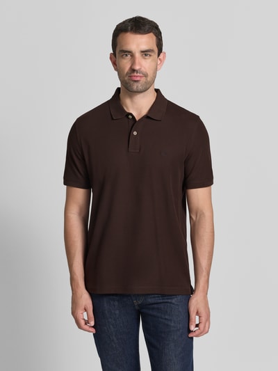 Fynch-Hatton Regular Fit Poloshirt mit Label-Stitching Dunkelbraun 4