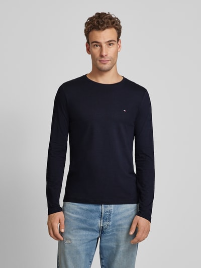 Tommy Hilfiger Regular Fit Longsleeve aus Viskose mit Label-Stitching Marine 4