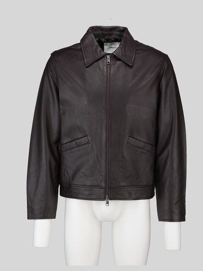 Selected Lederjacke aus Lammnappa mit Umlegekragen Dunkelbraun 2