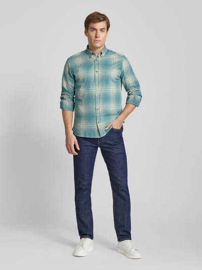 s.Oliver RED LABEL Regular Fit Freizeithemd aus Baumwollstretch mit Button-Down-Kragen Lind 1