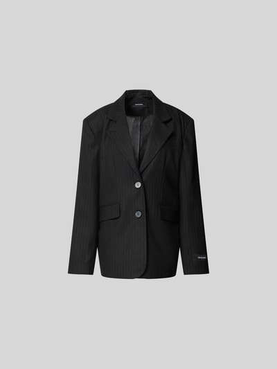 Produktfoto, Relaxed Fit Blazer mit Viskose-Anteil von black palms in Schwarz mit feiner Struktur, Reverskragen, 2-Knopf-Leiste, Logo-Patch, Elastischer-Material-Mix, Rückenlänge 76 cm, Brustweite 60 cm, Ärmellänge 66 cm