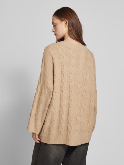 Only Loose Fit Strickpullover mit Zopfmuster Modell 'JEANETT' Sand 5