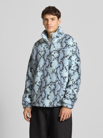 KARL KANI Fleecepullover met opstaande kraag en ritssluiting Zwart - 4
