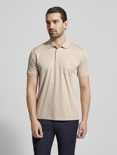 RAGMAN Relaxed Fit Poloshirt aus Baumwoll-Mix Beige 4