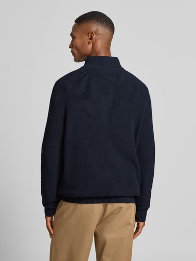 Fynch-Hatton Gebreide pullover met schipperskraag en labelstitching Marineblauw - 5