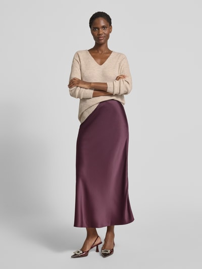 VERO MODA Regular fit gebreide pullover met V-hals, model 'CREWLEFILE' Zand gemêleerd - 1