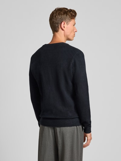 Casual Friday Slim fit gebreid jack met V-hals, model 'Heine' Donkerblauw - 5