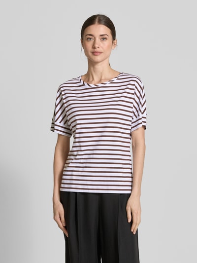 MAERZ Muenchen T-Shirt mit geripptem Rundhalsausschnitt Mittelbraun 4