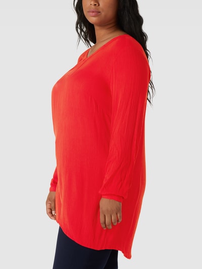 KAFFE Curve PLUS SIZE Bluse mit V-Ausschnitt Modell 'Ami' Rot 4