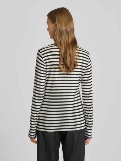 Windsor Shirt met lange mouwen en geribde ronde hals Zwart - 5