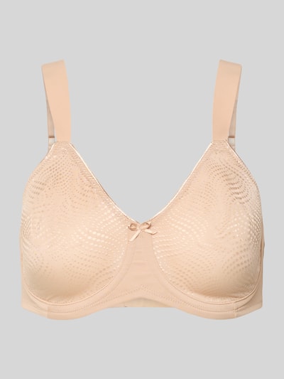 Produktfoto, BH mit Hakenverschluss von Triumph in Beige, Material-Mix mit Stretch-Anteil, Schleifen-Detail, körpernaher Schnitt, verstellbarer Riemen