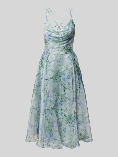 Luxuar Cocktailkleid mit Wasserfall-Ausschnitt und gekreuzten Trägern Hellgruen 2