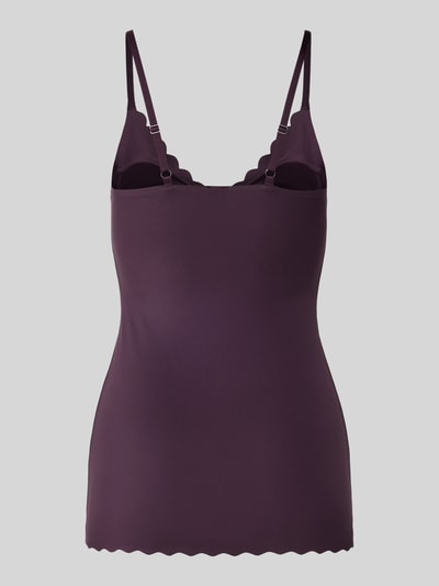 Skiny Top met bandjes en golvende zoom Aubergine - 3