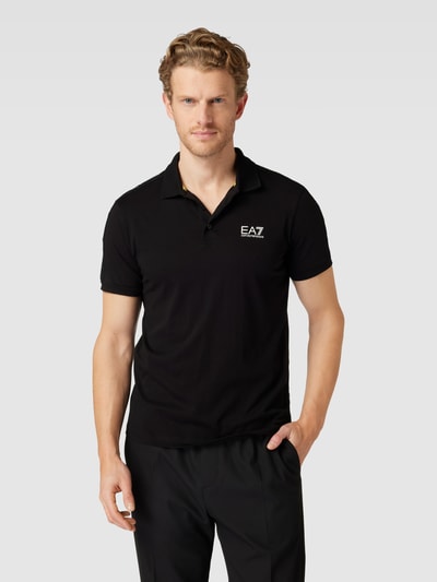 EA7 Emporio Armani Regular Fit Poloshirt mit Label-Print Black 4