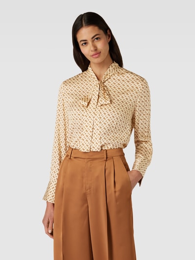 BOSS Black Women Blusenshirt aus Seide-Mix mit Allover-Muster Modell 'Bitoa' Camel 4