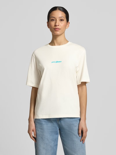 Selected krój regular fit t-shirt z czystej bawełny model 'VIGGA' Złamany biały 4